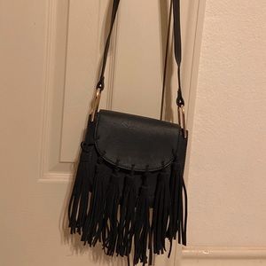 Black small fringe handbag purse
